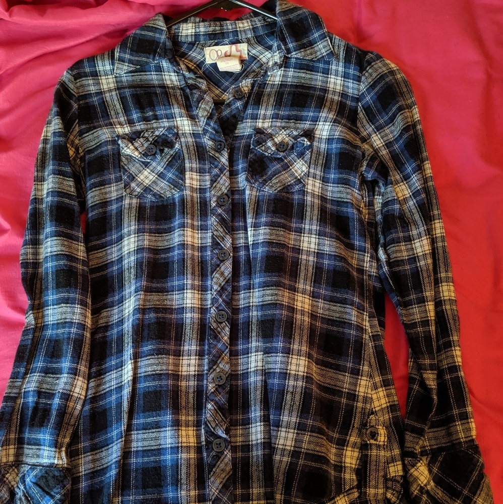 Blue and white button down